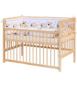 SCARLETT DĚTSKÁ POSTÝLKA S KOMPLETNÍ VÝBAVOU SCARLETT 120 X 60 CM - JAPY - BÉŽOVÁ - DŘEVĚNÉ POSTÝLKY - SPINKÁNÍ