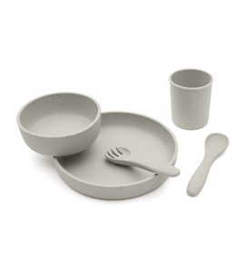 KIKKABOO JÍDELNÍ SADA 5-DÍLNÁ PLATINUM SILICONE SAND - VÝHODNÉ SADY - KRMENÍ