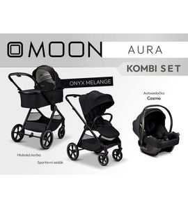 MOON AURA - KOMBI ONYX MELANGE - TROJKOMBINACE - KOČÁRKY A PŘÍSLUŠENSTVÍ