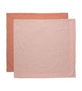 BEBE-JOU MUŠELÍNOVÁ PLENKA 70X70CM 2KS PURE COTTON PINK - LÁTKOVÉ PLENY SKLÁDANÉ - PŘEBALOVÁNÍ