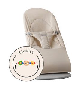 BABYBJÖRN LEHÁTKO SOFT TRI-FABRIC LIGHT BEIGE/JERSEY+ HRAČKA GOOGLY EYES - LEHÁTKA A HOUPADLA - SPINKÁNÍ