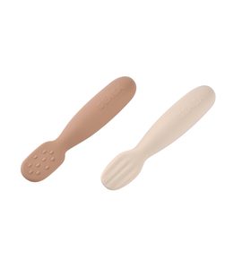 BEABA PRVNÍ TRÉNOVACÍ LŽIČKY SILIKONOVÉ 2 KS PRALINE / CLAY - LŽIČKY A PŘÍBORY - KRMENÍ