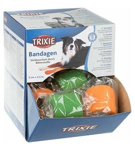 TRIXIE KARTON 27 KS SAMODRŽÍCÍCH BANDÁŽOVÝCH OBINADEL S HOŘKOU PŘÍSADOU 5 CM/4,5 M (14X ZELEN.,13X ORANŽ.) - POTŘEBY PRO PÉČI O TLAPKY A DRÁPKY - CHOVATELSKÉ POTŘEBY MALVÍKZOO