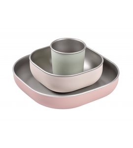 BEABA JÍDELNÍ SADA NEREZ 3-DÍLNÁ COTTON CANDY - MISKY, TALÍŘKY A PODLOŽKY - KRMENÍ