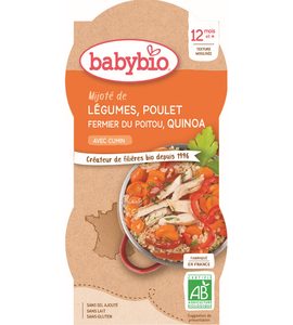 BABYBIO ZELENINA S KUŘETEM A QUINOA 2X200 G - MASO/ZELENINA - KRMENÍ