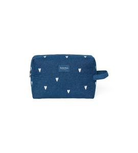 STUDIO NOOS DENIM TOILETRY - TOALETNÍ TAŠTIČKA | HEARTS DARK BLUE WHITE HEARTS - KOSMETICKÉ TAŠKY - PŘEBALOVÁNÍ