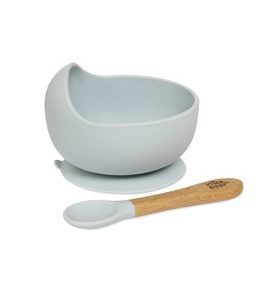 INTERBABY MISKA SILIKONOVÁ + LŽIČKA SILIKONOVÁ - MODRÁ - MISKY, TALÍŘKY A PODLOŽKY - KRMENÍ