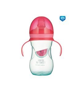 CANPOL BABIES TRÉNINKOVÝ HRNÍČEK SE SILIKONOVÝM PÍTKEM A ÚCHYTY SO COOL MELOUN 270 ML - DĚTSKÉ HRNEČKY - KRMENÍ