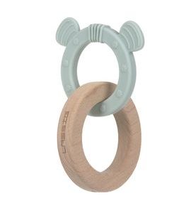 LÄSSIG TEETHER RING 2IN1 WOOD/SILIKONE LITTLE CHUMS DOG - KOUSÁTKA - PRO DĚTI