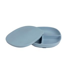 B.BOX SILIKONOVÝ DĚLENÝ TALÍŘEK S VÍČKEM A PŘÍSAVKOU - MODRÝ - MISKY, TALÍŘKY A PODLOŽKY - KRMENÍ