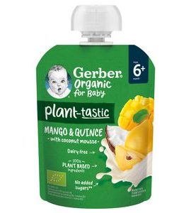 GERBER ORGANIC OVOCNÁ KAPSIČKA MANGO A KDOULE S KOKOSOVÝM MLÉKEM 80 G - KAPSIČKY - KRMENÍ