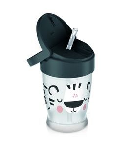 LOVI MŮJ HRNÍČEK SE SLÁMKOU SALT&PEPPER JUNIOR 250 ML - DĚTSKÉ HRNEČKY - KRMENÍ