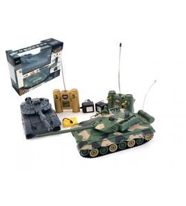 Teddies Tank RC 2ks 33cm + dobíjecí pack tanková bitva se zvukem a světlem
