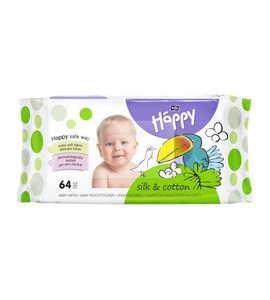 BELLA BABY HAPPY VLHČENÉ UBROUSKY HEDVÁBÍ & BAVLNA 64KS - VLHČENÉ UBROUSKY - PŘEBALOVÁNÍ