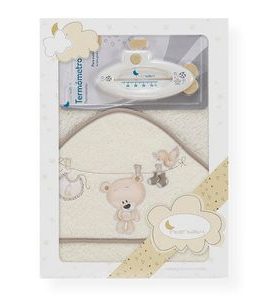 INTERBABY OSUŠKA FROTÉ PRÁDLO + TEPLOMĚR - KRÉMOVÁ - OSUŠKY A DĚTSKÉ ŽUPANY - KOUPÁNÍ A ZDRAVÍ