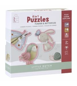 LITTLE DUTCH PUZZLE 6V1 - KVĚTINY A MOTÝLI - MOTORICKÉ A HRY - PRO DĚTI