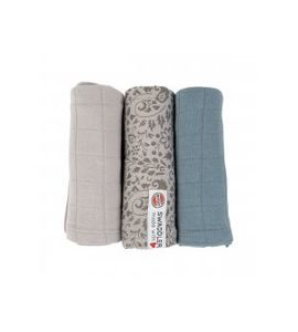 LODGER SWADDLER FLOWER TRIBE 3BALENÍ 70 X 70 CM MIST - LÁTKOVÉ PLENY SKLÁDANÉ - PŘEBALOVÁNÍ