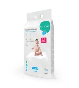 BABYONO PODLOŽKY PŘEBALOVACÍ JEDNORÁZOVÉ 60X90 CM, 10 KS + 2 ZDARMA - JEDNORÁZOVÉ PODLOŽKY - PŘEBALOVÁNÍ
