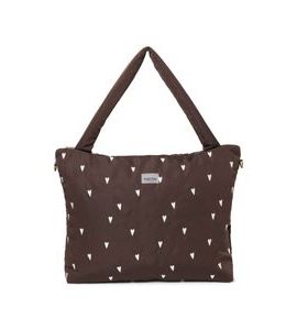 STUDIO NOOS PUFFY DIAPER BAG PŘEBALOVACÍ TAŠKA BROWN HEARTS - ORGANIZÉRY A KOŠÍKY - KOČÁRKY A PŘÍSLUŠENSTVÍ