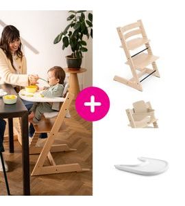 STOKKE® TRIPP TRAPP® + BABY SET + PULT ZVÝHODNĚNÁ SADA - JÍDELNÍ ŽIDLIČKY DŘEVĚNÉ - KRMENÍ