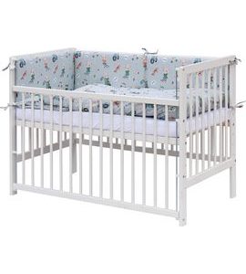 SCARLETT DĚTSKÁ POSTÝLKA S KOMPLETNÍ VÝBAVOU SCARLETT PEKO 120 X 60 CM - TYRKYSOVÁ - DŘEVĚNÉ POSTÝLKY - SPINKÁNÍ