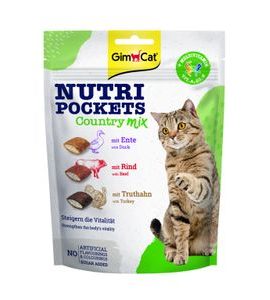 GIMBORN GIMCAT NUTRI POCKETS COUNTRY MIX 150 G - DENTÁLNÍ PAMLSKY PRO KOČKY - CHOVATELSKÉ POTŘEBY MALVÍKZOO