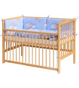 SCARLETT DĚTSKÁ POSTÝLKA S KOMPLETNÍ VÝBAVOU SCARLETT 120 X 60 CM - MRÁČEK - MODRÁ - DŘEVĚNÉ POSTÝLKY - SPINKÁNÍ