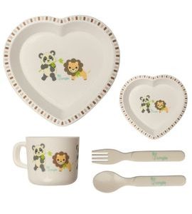 BO JUNGLE JÍDELNÍ SET HEART - MISKY, TALÍŘKY A PODLOŽKY - KRMENÍ