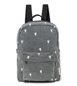 STUDIO NOOS DENIM MIDI BATŮŽEK S PŘEDNÍ KASPOU GREY HEARTS - BATOHY A TAŠKY - PRO DĚTI