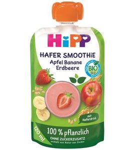 HIPP BIO 100% ROSTLINNÉ OVESNÉ SMOOTHIE – JABLKO- JAHODA –BANÁN 120 ML - KAPSIČKY - KRMENÍ