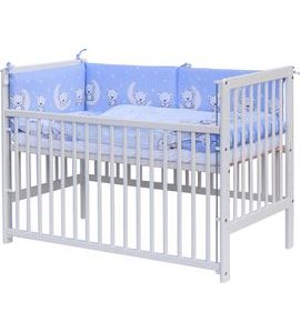 SCARLETT DĚTSKÁ POSTÝLKA S KOMPLETNÍ VÝBAVOU SCARLETT 120 X 60 CM - TORO - MODRÁ - DŘEVĚNÉ POSTÝLKY - SPINKÁNÍ