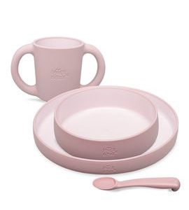 INTERBABY JÍDELNÍ SET SILIKONOVÝ - RŮŽOVÝ - MISKY, TALÍŘKY A PODLOŽKY - KRMENÍ