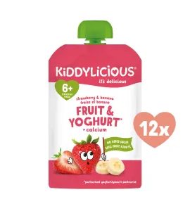 KIDDYLICIOUS OVOCNÁ KAPSIČKA S JAHODOU, BANÁNEM A JOGURTEM (12X100G) - KAPSIČKY - KRMENÍ