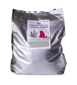 REBEL CAT PŘÍRODNÍ STELIVO HRUDKUJÍCÍ CORN & HEMP 25L - HRUDKUJÍCÍ STELIVO PRO KOČKY - CHOVATELSKÉ POTŘEBY MALVÍKZOO