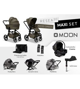 MOON RESEA 2.0 MAXI SET - MOSS - KOMBINACE S PŘÍSLUŠENSTVÍM - KOČÁRKY A PŘÍSLUŠENSTVÍ