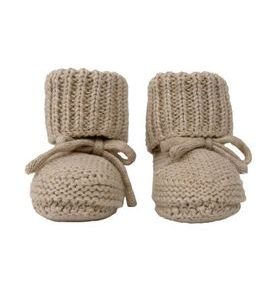 LODGER SLIPPER KNIT BEIGE 0 - 6 MĚSÍCŮ - BOTIČKY - PRO DĚTI