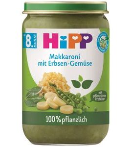 HIPP BIO MAKARÓNY SE ZELENINOU, HRÁŠKEM A HRÁŠKOVÝM PROTEINEM 220 G - MASO/ZELENINA - KRMENÍ