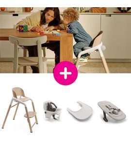 BUGABOO GIRAFFE SET ŽIDLIČKA + BABY SET + PULTÍK + NOVOROZENECKÁ SADA - JÍDELNÍ ŽIDLIČKY DŘEVĚNÉ - KRMENÍ