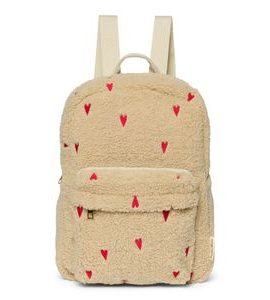 STUDIO NOOS TEDDY MIDI BATŮŽEK S PŘEDNÍ KAPSOU ECRU HEARTS - BATOHY A TAŠKY - PRO DĚTI