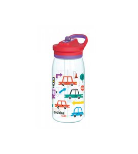 QUOKKA PLASTOVÁ LÁHEV S PÍTKEM GLOW KIDS CARS 580 ML - SPORTOVNÍ LAHVE - KRMENÍ