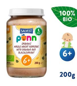 SALVEST PÕNN BIO CELOZRNNÁ KAŠE S BANÁNEM A ČERNÝM RYBÍZEM (200 G) - KAŠE - KRMENÍ