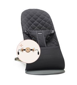BABYBJORN BABYBJORN LEHÁTKO BLISS BLACK WOVEN S HRAČKOU GOOGLY EYES BLACK/WHITE - LEHÁTKA A HOUPADLA - SPINKÁNÍ