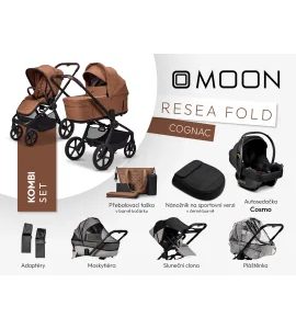 MOON RESEA FOLD KOMBI SET - COGNAC - KOMBINACE S PŘÍSLUŠENSTVÍM - KOČÁRKY A PŘÍSLUŠENSTVÍ