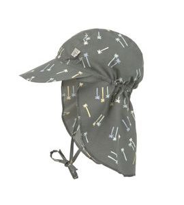 LÄSSIG SPLASH SUN PROTECTION FLAP HAT PALMS DEEP OLIVE 07-18 MO. - ČEPIČKY A KLOBOUČKY - PRO DĚTI