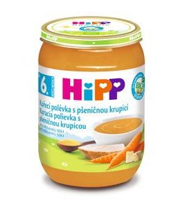 HIPP BIO KUŘECÍ POLÉVKA S PŠENIČNOU KRUPICÍ - NOVÁ RECEPTURA - MASO/ZELENINA - KRMENÍ