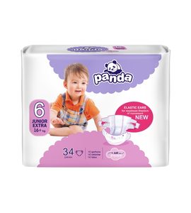 BELLA BABY PANDA 6 JUNIOR EXTRA 16+KG 34KS - JEDNORÁZOVÉ PLENY - PŘEBALOVÁNÍ