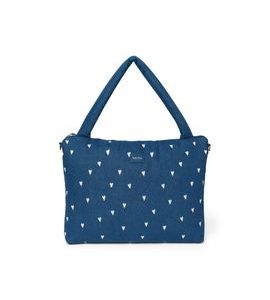 STUDIO NOOS DENIM DIAPER BAG - PŘEBALOVACÍ TAŠKA | HEARTS DARK BLUE WHITE HEARTS - PŘEBALOVACÍ TAŠKY - KOČÁRKY A PŘÍSLUŠENSTVÍ