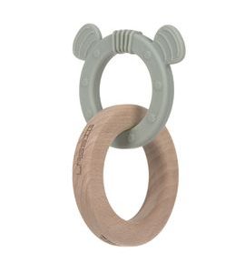 LÄSSIG TEETHER RING 2IN1 WOOD/SILIKONE LITTLE CHUMS CAT - HRYZÁTKA - PRO DĚTI