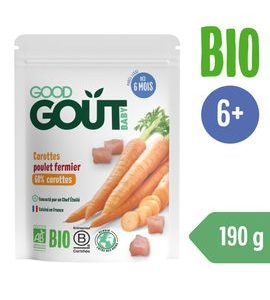 GOOD GOUT BIO MRKEV S FARMÁŘSKÝM KUŘÁTKEM 190 G - MASO/ZELENINA - KRMENÍ