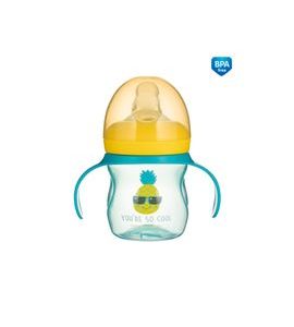 CANPOL BABIES TRÉNINKOVÝ HRNÍČEK SE SILIKONOVÝM PÍTKEM A ÚCHYTY SO COOL ANANAS 150 ML - DĚTSKÉ HRNEČKY - KRMENÍ